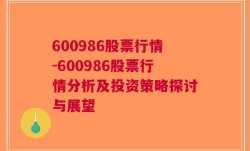 600986股票行情-600986股票行情分析及投资策略探讨与展望