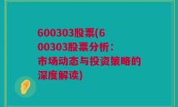 600303股票(600303股票分析：市场动态与投资策略的深度解读)