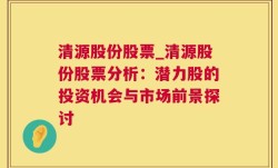 清源股份股票_清源股份股票分析：潜力股的投资机会与市场前景探讨