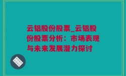 云铝股份股票_云铝股份股票分析：市场表现与未来发展潜力探讨