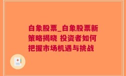 白象股票_白象股票新策略揭晓 投资者如何把握市场机遇与挑战