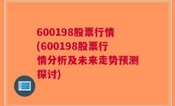 600198股票行情(600198股票行情分析及未来走势预测探讨)