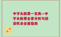 中字头股票一览表—中字头股票全景分析与投资机会全面指南