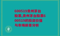 600519贵州茅台股票,贵州茅台股票600519的投资价值与市场前景分析