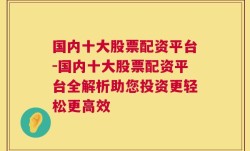 国内十大股票配资平台-国内十大股票配资平台全解析助您投资更轻松更高效