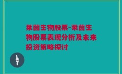 莱茵生物股票-莱茵生物股票表现分析及未来投资策略探讨