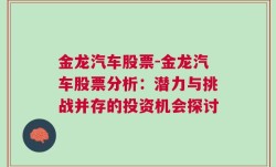 金龙汽车股票-金龙汽车股票分析：潜力与挑战并存的投资机会探讨