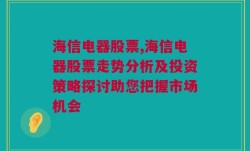 海信电器股票,海信电器股票走势分析及投资策略探讨助您把握市场机会