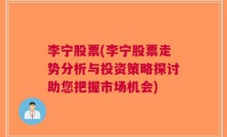 李宁股票(李宁股票走势分析与投资策略探讨助您把握市场机会)