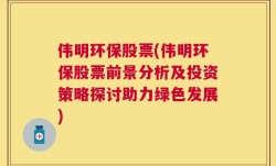 伟明环保股票(伟明环保股票前景分析及投资策略探讨助力绿色发展)