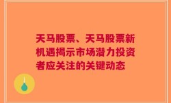 天马股票、天马股票新机遇揭示市场潜力投资者应关注的关键动态