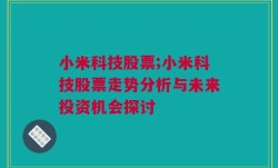 小米科技股票;小米科技股票走势分析与未来投资机会探讨