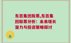 东百集团股票,东百集团股票分析：未来增长潜力与投资策略探讨