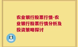 农业银行股票行情-农业银行股票行情分析及投资策略探讨