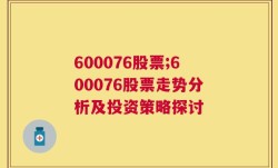 600076股票;600076股票走势分析及投资策略探讨