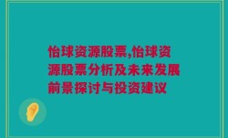 怡球资源股票,怡球资源股票分析及未来发展前景探讨与投资建议