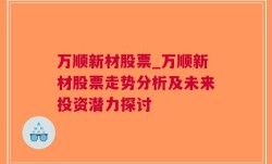 万顺新材股票_万顺新材股票走势分析及未来投资潜力探讨