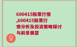 600415股票行情,600415股票行情分析及投资策略探讨与前景展望