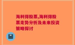 海利得股票,海利得股票走势分析及未来投资策略探讨