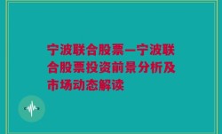 宁波联合股票—宁波联合股票投资前景分析及市场动态解读