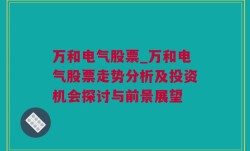 万和电气股票_万和电气股票走势分析及投资机会探讨与前景展望