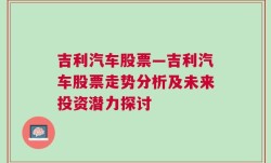 吉利汽车股票—吉利汽车股票走势分析及未来投资潜力探讨