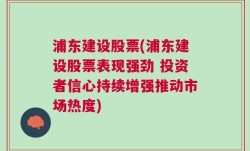 浦东建设股票(浦东建设股票表现强劲 投资者信心持续增强推动市场热度)