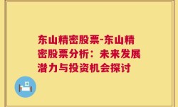 东山精密股票-东山精密股票分析：未来发展潜力与投资机会探讨