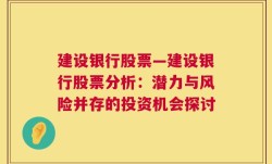 建设银行股票—建设银行股票分析：潜力与风险并存的投资机会探讨