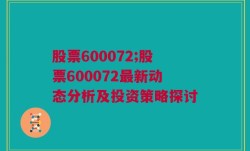 股票600072;股票600072最新动态分析及投资策略探讨