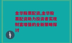 金华股票配资,金华股票配资助力投资者实现财富增值的全新策略探讨