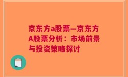 京东方a股票—京东方A股票分析：市场前景与投资策略探讨