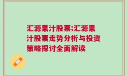 汇源果汁股票;汇源果汁股票走势分析与投资策略探讨全面解读