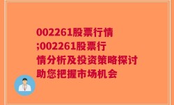 002261股票行情;002261股票行情分析及投资策略探讨助您把握市场机会