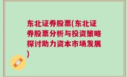 东北证券股票(东北证券股票分析与投资策略探讨助力资本市场发展)