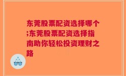 东莞股票配资选择哪个;东莞股票配资选择指南助你轻松投资理财之路