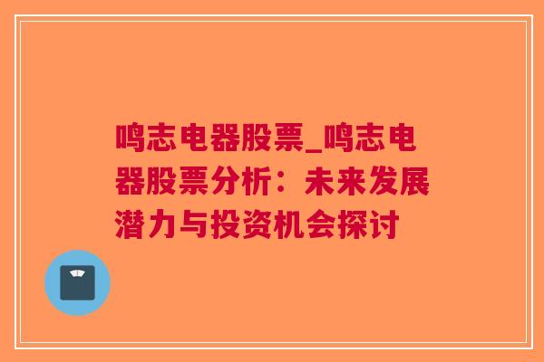 鸣志电器股票_鸣志电器股票分析：未来发展潜力与投资机会探讨